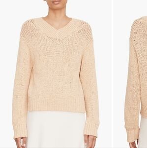 Vince Light Peach Drop Shoulder V-Neck Sweater NWT Size Large